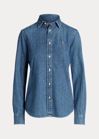 Blaue Ralph Lauren Denim-Hemden für Damen