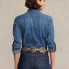 Blaue Ralph Lauren Denim-Hemden für Damen