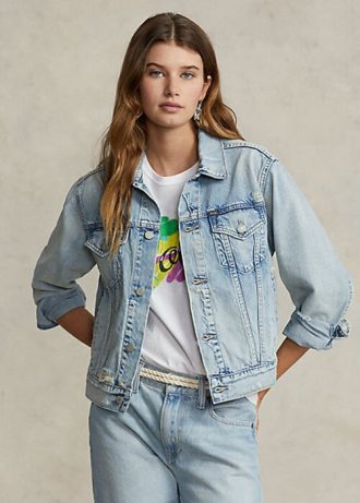 Blaue Ralph Lauren Denim Trucker-Jacken für Damen