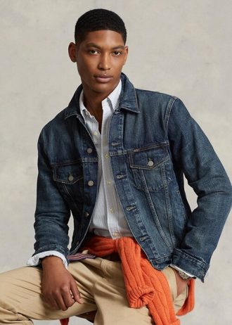 Blaue Ralph Lauren Denim Truckerjacken für Herren