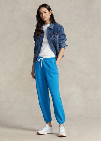 Blaue Ralph Lauren Fleece-Sporthose für Damen