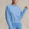 Blaue Ralph Lauren Fleece-Sweatshirts mit Rundhalsausschnitt für Damen Blaue Ralph Lauren Fleece-Sweatshirts mit Rundhalsausschnitt für Damen