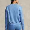 Blaue Ralph Lauren Fleece-Sweatshirts mit Rundhalsausschnitt für Damen Blaue Ralph Lauren Fleece-Sweatshirts mit Rundhalsausschnitt für Damen