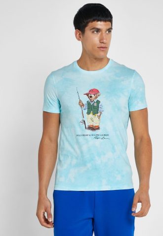 Blaue Ralph Lauren Graphic T-Shirts mit Rundhalsausschnitt für Herren