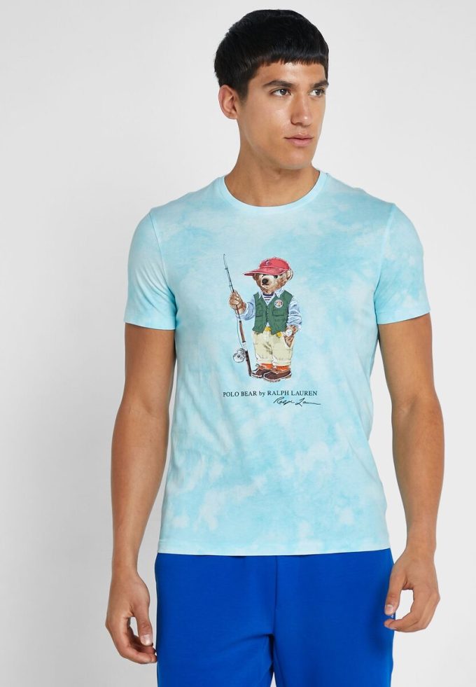 Blaue Ralph Lauren Graphic T-Shirts mit Rundhalsausschnitt für Herren Blaue Ralph Lauren Graphic T-Shirts mit Rundhalsausschnitt für Herren