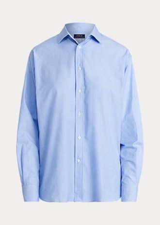 Blaue Ralph Lauren High-Low-Hemden aus Baumwolle für Damen