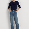 Blaue Ralph Lauren High-Rise Straight Ankle Jeans für Damen