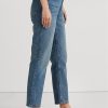 Blaue Ralph Lauren High-Rise Straight Ankle Jeans für Damen