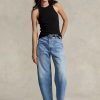 Blaue Ralph Lauren High-Rise Tapered Fit Jeans für Damen Blaue Ralph Lauren High-Rise Tapered Fit Jeans für Damen