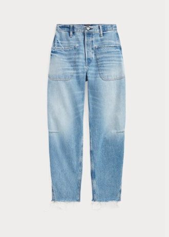 Blaue Ralph Lauren High-Rise Tapered Fit Jeans für Damen