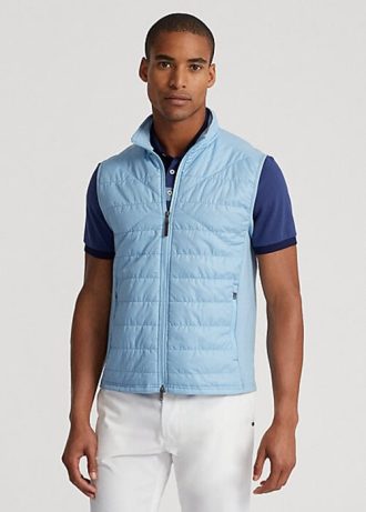 Blaue Ralph Lauren Hybrid-Weste mit Stehkragen für Herren