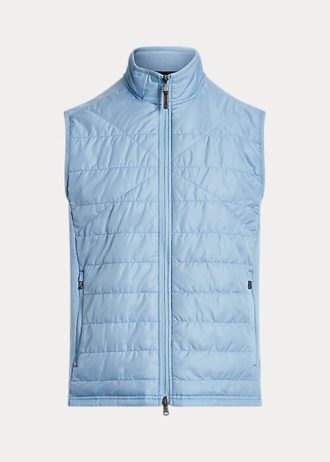 Blaue Ralph Lauren Hybrid-Weste mit Stehkragen für Herren