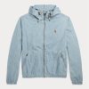 Blaue Ralph Lauren Indigo Chambray-Kapuzenjacken für Herren