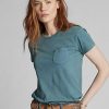 Blaue Ralph Lauren Indigo Cotton Pocket T-Shirts für Damen Blaue Ralph Lauren Indigo Cotton Pocket T-Shirts für Damen