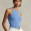 Blaue Ralph Lauren Kaschmir-Tanktops für Damen Blaue Ralph Lauren Kaschmir-Tanktops für Damen