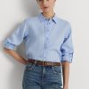Blaue Ralph Lauren Leinenhemden für Damen
