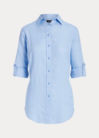 Blaue Ralph Lauren Leinenhemden für Damen
