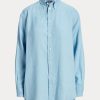 Blaue Ralph Lauren Leinenhemden im Relaxed Fit für Damen