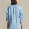 Blaue Ralph Lauren Leinenhemden im Relaxed Fit für Damen