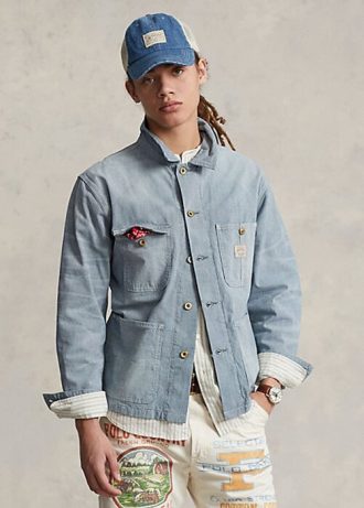 Blaue Ralph Lauren Micro-Check Indigo-Jeansjacken für Herren