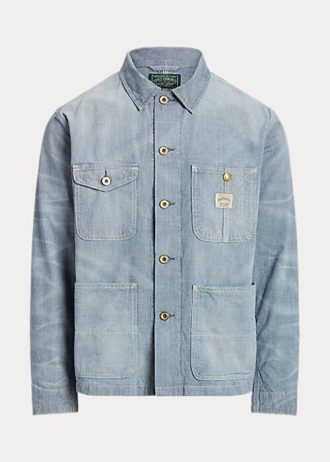 Blaue Ralph Lauren Micro-Check Indigo-Jeansjacken für Herren