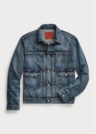Blaue Ralph Lauren Overdale Denim Trucker-Jacken für Herren