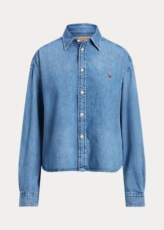 Blaue Ralph Lauren Oversize-Jeanshemden für Damen