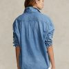 Blaue Ralph Lauren Oversize-Jeanshemden für Damen Blaue Ralph Lauren Oversize-Jeanshemden für Damen