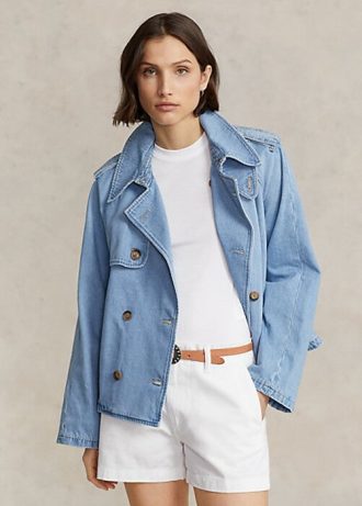 Blaue Ralph Lauren Oversize-Jeansmäntel im Boxy-Fit für Damen