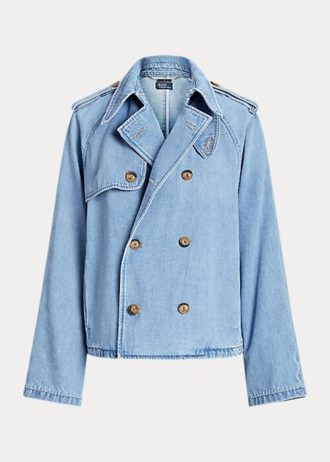 Blaue Ralph Lauren Oversize-Jeansmäntel im Boxy-Fit für Damen