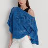 Blaue Ralph Lauren Oversize-Pullover aus Baumwollmischung mit Netzstoff für Damen Blaue Ralph Lauren Oversize-Pullover aus Baumwollmischung mit Netzstoff für Damen