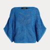 Blaue Ralph Lauren Oversize-Pullover aus Baumwollmischung mit Netzstoff für Damen Blaue Ralph Lauren Oversize-Pullover aus Baumwollmischung mit Netzstoff für Damen