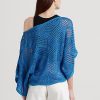 Blaue Ralph Lauren Oversize-Pullover aus Baumwollmischung mit Netzstoff für Damen Blaue Ralph Lauren Oversize-Pullover aus Baumwollmischung mit Netzstoff für Damen