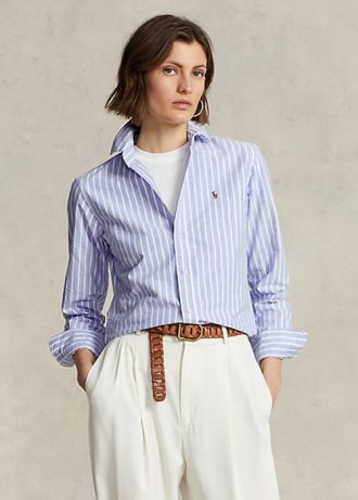 Blaue Ralph Lauren Oxford-Hemden im Classic Fit für Damen