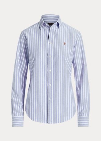 Blaue Ralph Lauren Oxford-Hemden im Classic Fit für Damen