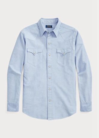 Blaue Ralph Lauren Oxford-Westernhemden im Classic Fit für Herren