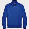 Blaue Ralph Lauren Pullover aus Baumwolle mit Viertelreißverschluss und Netzstrick für Herren Blaue Ralph Lauren Pullover aus Baumwolle mit Viertelreißverschluss und Netzstrick für Herren