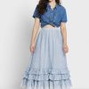 Blaue Ralph Lauren Röcke mit Rüschen und hoher Taille für Damen