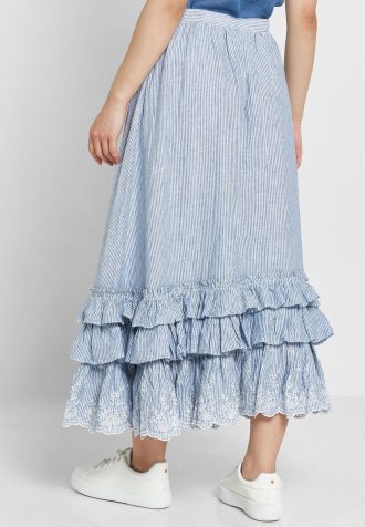 Blaue Ralph Lauren Röcke mit Rüschen und hoher Taille für Damen
