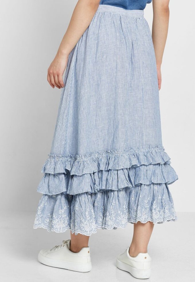 Blaue Ralph Lauren Röcke mit Rüschen und hoher Taille für Damen