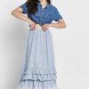 Blaue Ralph Lauren Röcke mit Rüschen und hoher Taille für Damen