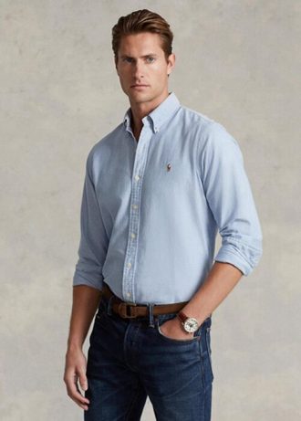 Blaue Ralph Lauren Slim Fit Oxford-Hemden für Herren Blaue Ralph Lauren Slim Fit Oxford-Hemden für Herren