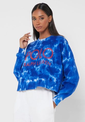 Blaue Ralph Lauren Strick-Sweatshirts mit Rundhalsausschnitt für Damen