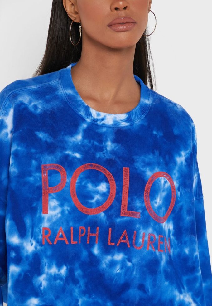 Blaue Ralph Lauren Strick-Sweatshirts mit Rundhalsausschnitt für Damen Blaue Ralph Lauren Strick-Sweatshirts mit Rundhalsausschnitt für Damen