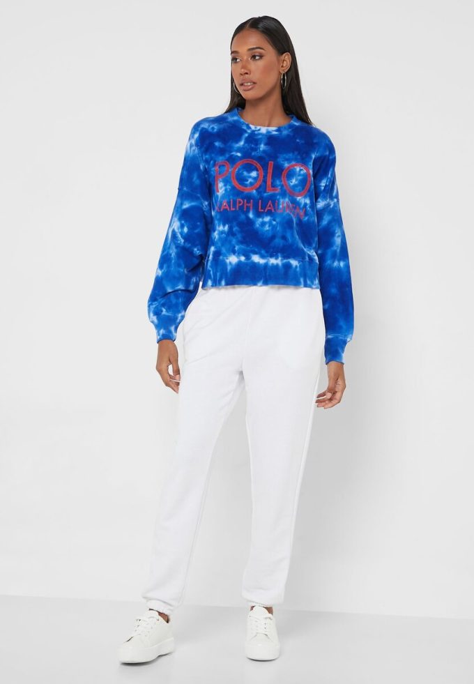 Blaue Ralph Lauren Strick-Sweatshirts mit Rundhalsausschnitt für Damen Blaue Ralph Lauren Strick-Sweatshirts mit Rundhalsausschnitt für Damen