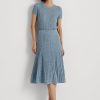 Blaue Ralph Lauren Strickröcke aus Leinen-Baumwolle für Damen