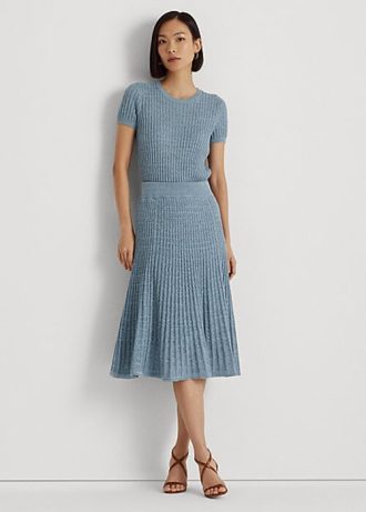 Blaue Ralph Lauren Strickröcke aus Leinen-Baumwolle für Damen