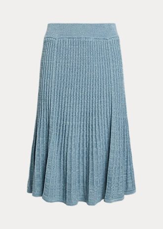 Blaue Ralph Lauren Strickröcke aus Leinen-Baumwolle für Damen