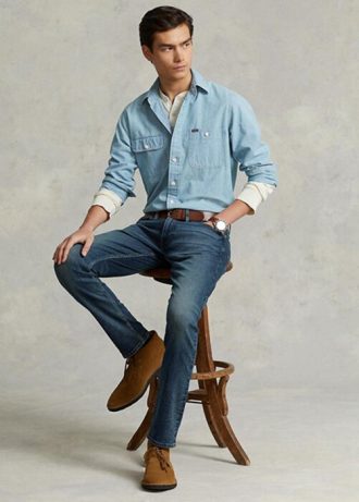 Blaue Ralph Lauren Sullivan Slim Performance Stretchjeans für Herren