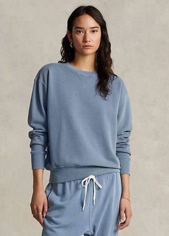 Blaue Ralph Lauren Sweatshirts mit Rundhalsausschnitt aus Bio-Baumwolle für Damen